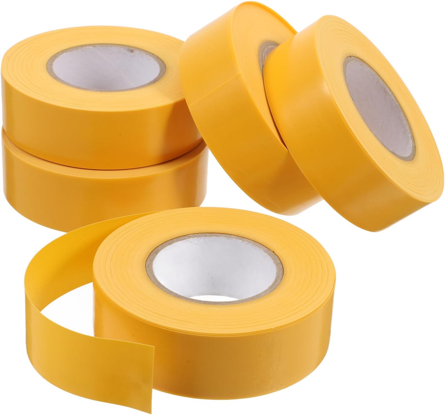 ULTECHNOVO 5pcs Non-sticky Pvc Flagging Tape 16m Yellow Neon Hazard Area Marking Ribbon Multi-functional Plastic Tree and Boundary Warning Tape for Outdoor Safety