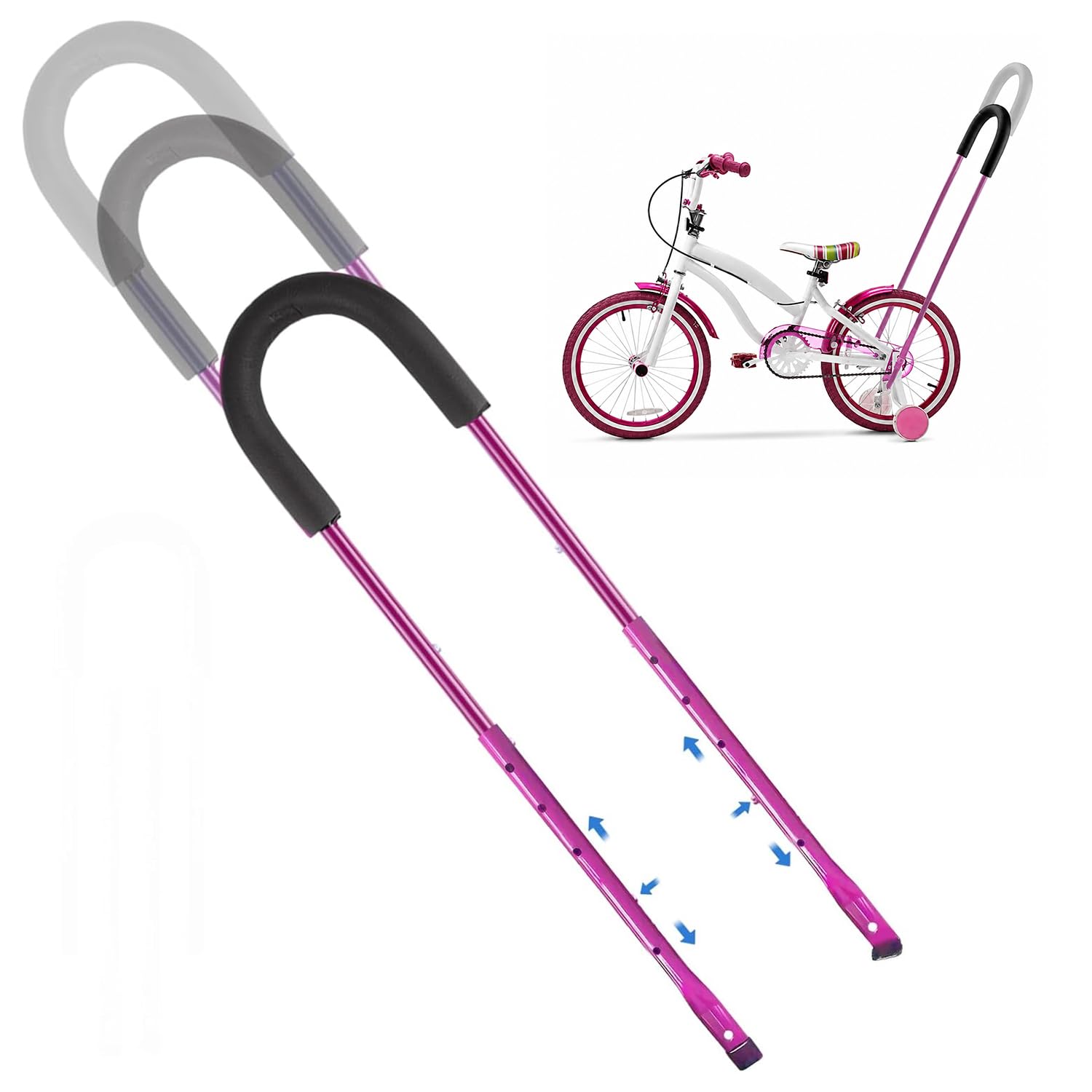 Fahrradstange, Schiebestange Fahrrad, Schubstange Fahrrad, Tandemstange Fahrrad, Universal Push Bar für Bergauf-Fahrten und Lange Strecken(Rosa) Sport & Freizeit