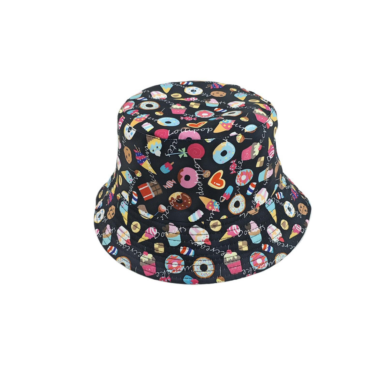 QYASTUDIO Bucket Hat Printed Cartoon Fashion Casual Men And Women Double-sided Fisherman Hat Sun Hat Personality Bucket Hat-style Seven-m（56-58cm）