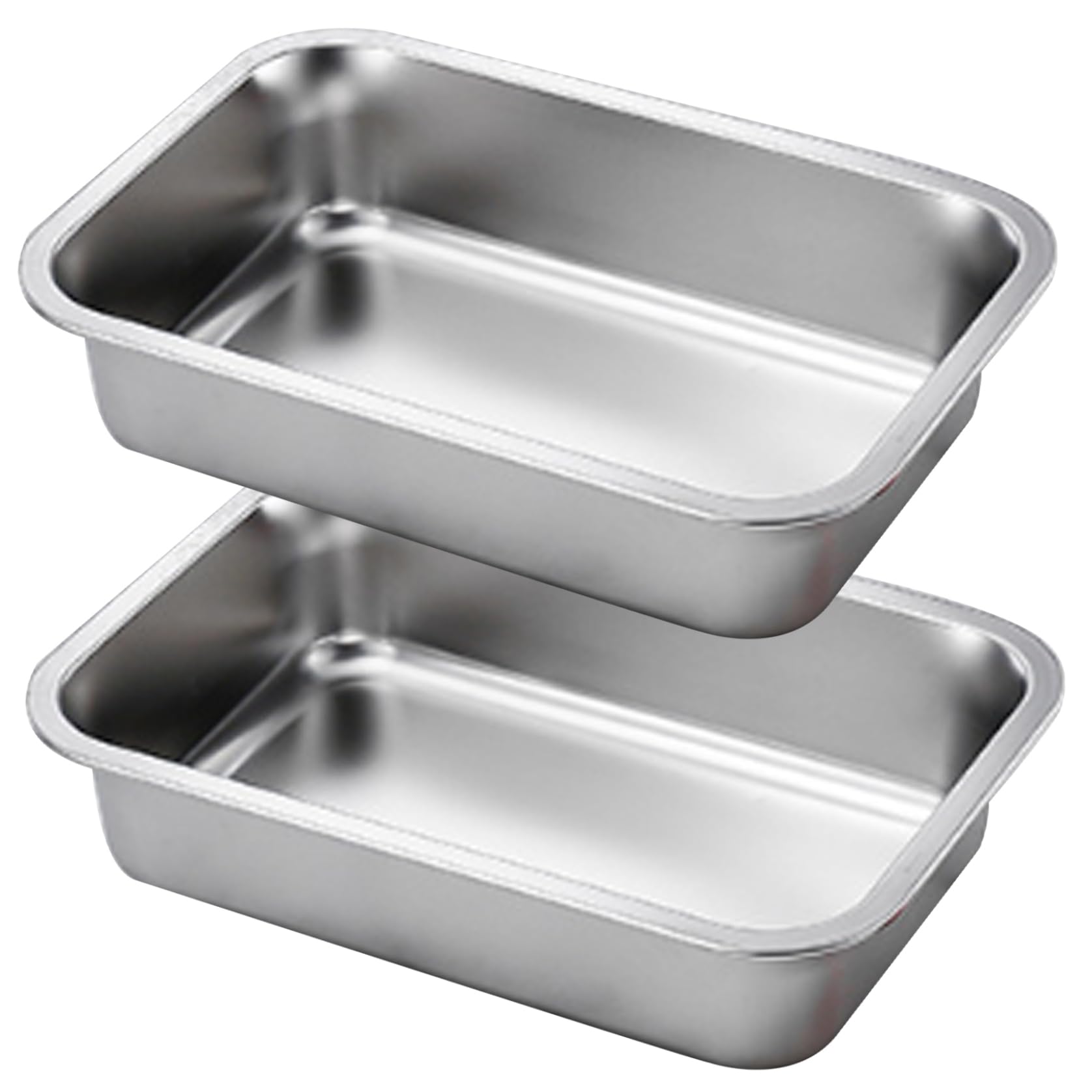 CAKEEYUM 2PCS 9x13 Inch Stainless Steel Lasagna Pan Rectangle Cake Pan Stackable Deep Baking for Brownie Casserole Cookie - Silver