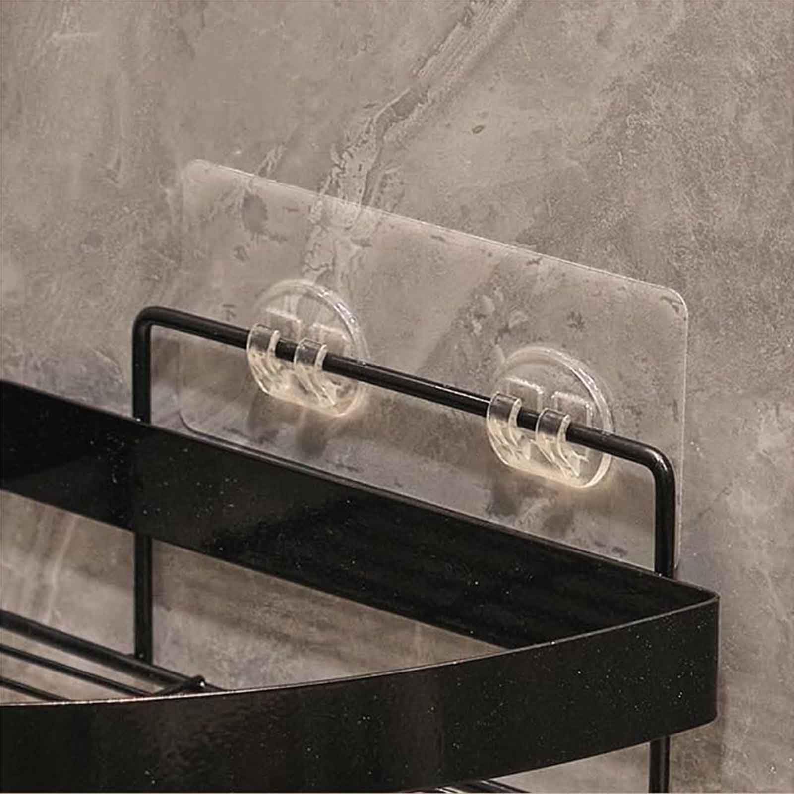 Estante de Ducha Autoadhesivo, Estante de Esquina, Estante de baño Flotante, Estante de Ducha con Gancho,Negro,C