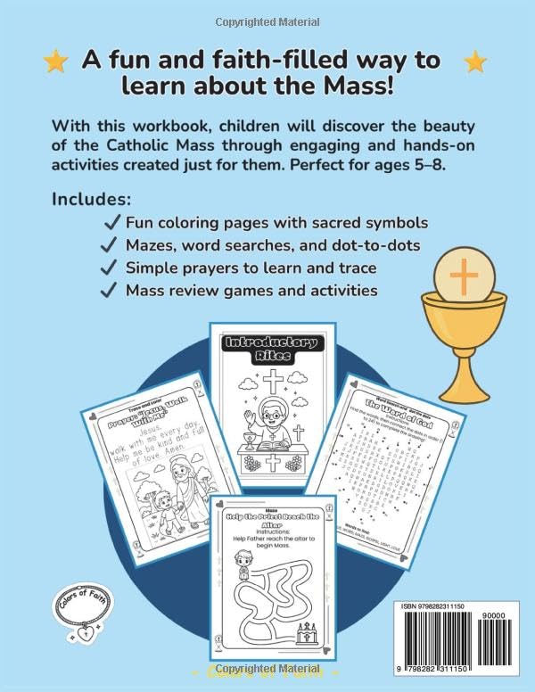 My First Catholic Mass Activity Book for Kids: A Catholic Activity Workbook to Learn the Mass with Coloring, Mazes, Prayers, Dot-to-Dots, and More | Ages 5–8 (Catholic Workbooks for Kids) - Image 2