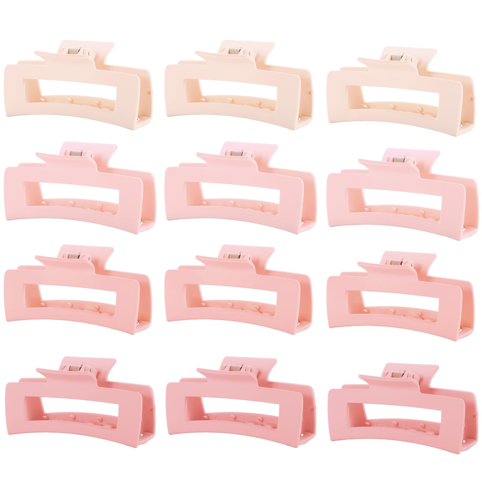 Photo 1 of 12 Pcs Pink Large Square Hair Claw Clips for Women, 4.3-Inch Matte Rectangle Claw, Strong Hold Non-slip Hair Clips for Thick & Thin Hair