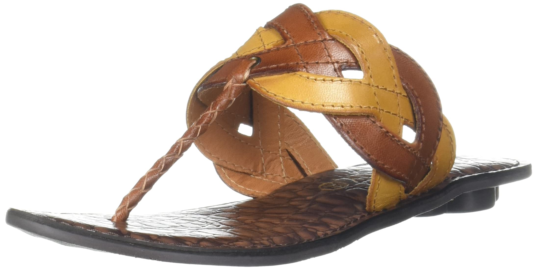 CatwalkWomen's Leather Braided Detail Thongs Sandal