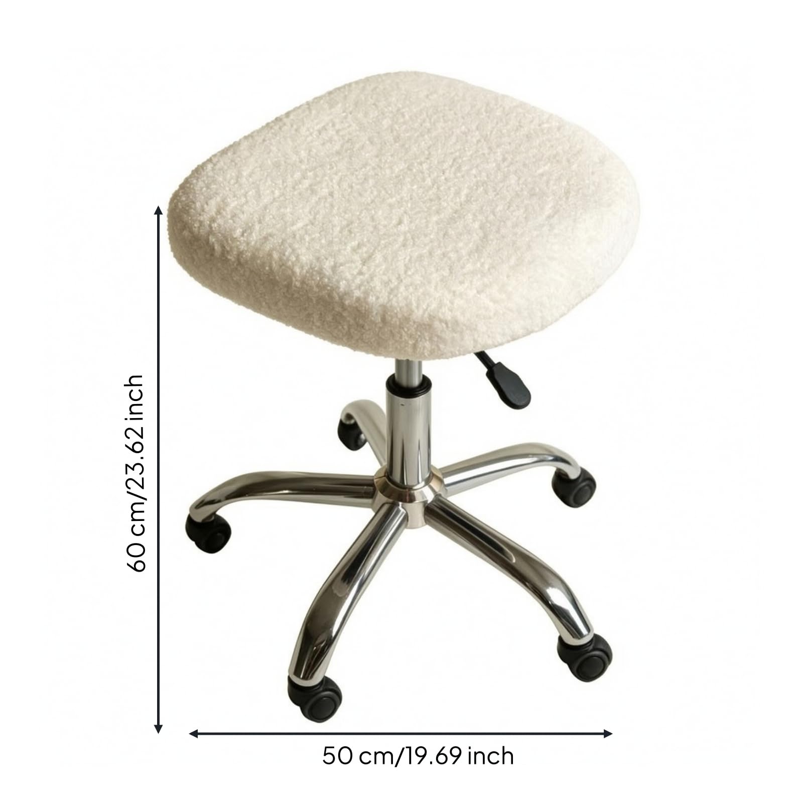 Sgabello Girevole senza Braccioli Stabilizzante Sgabello con Seduta in Pile Teddy Impermeabile per Estetiste