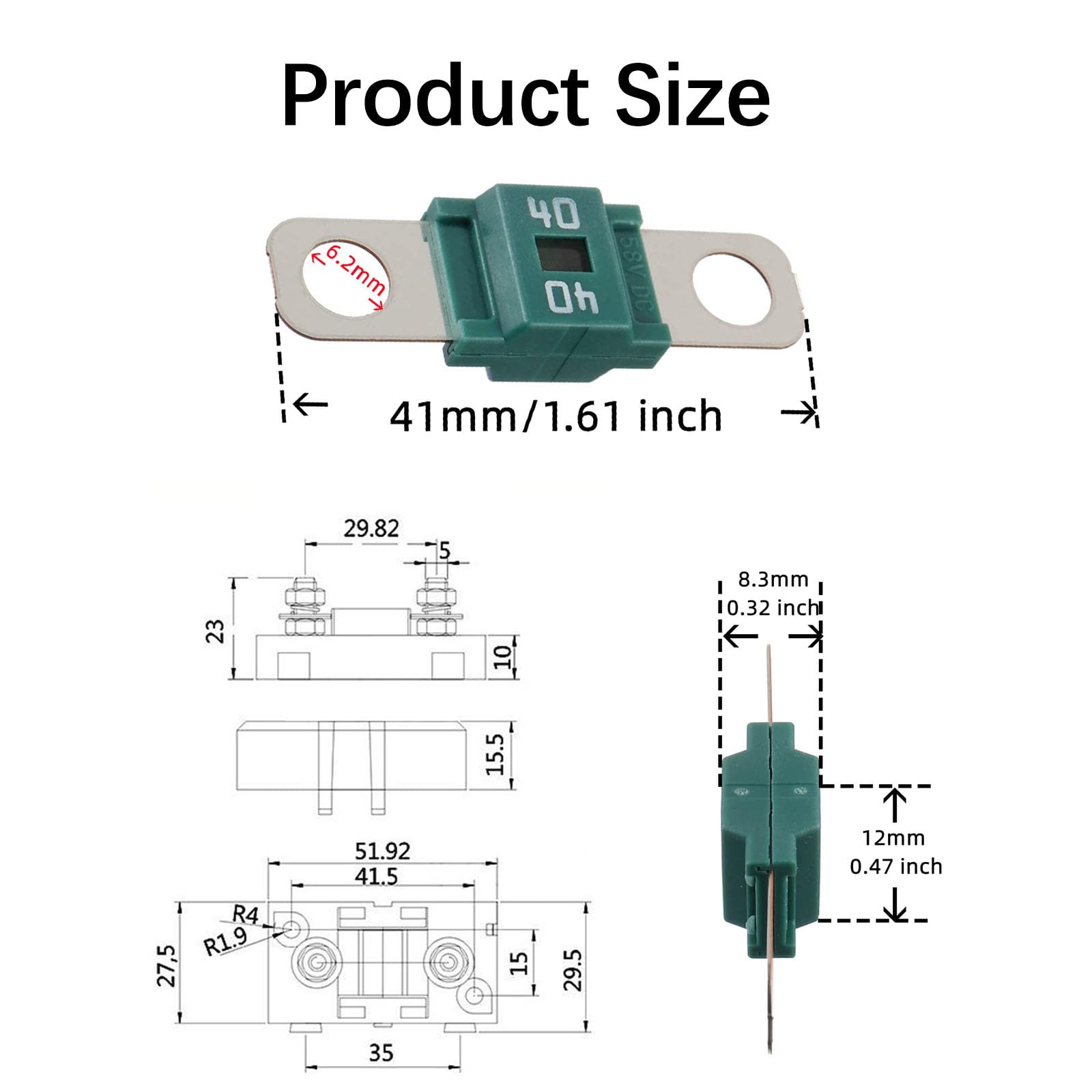 Portafusibili ANS Per Auto E Camion - Con 2 Fusibili Midi 40A, Alta Corrente, Sicurezza