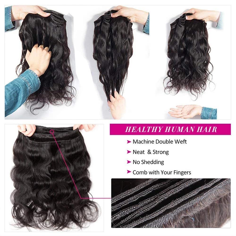 Brazilian Human Hair Extensions 12-16 Inch Body Wave Bundles Double Weft Amazon.com : 12A Human Hair Bundles 14 16 18 20 Inch Body  main image 3