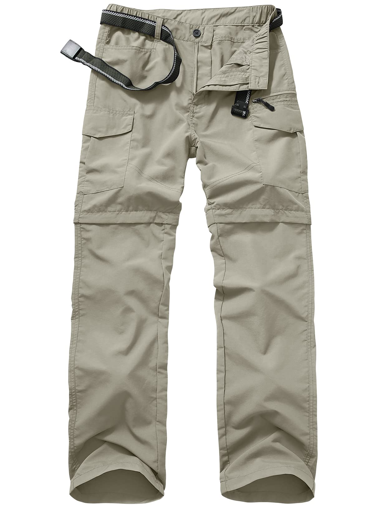 Mens Convertible Hiking Pants, Quick Dry Lightweight Zip Off Outdoor Fishing Travel Safari Pants (6055 Light Apricot 42)