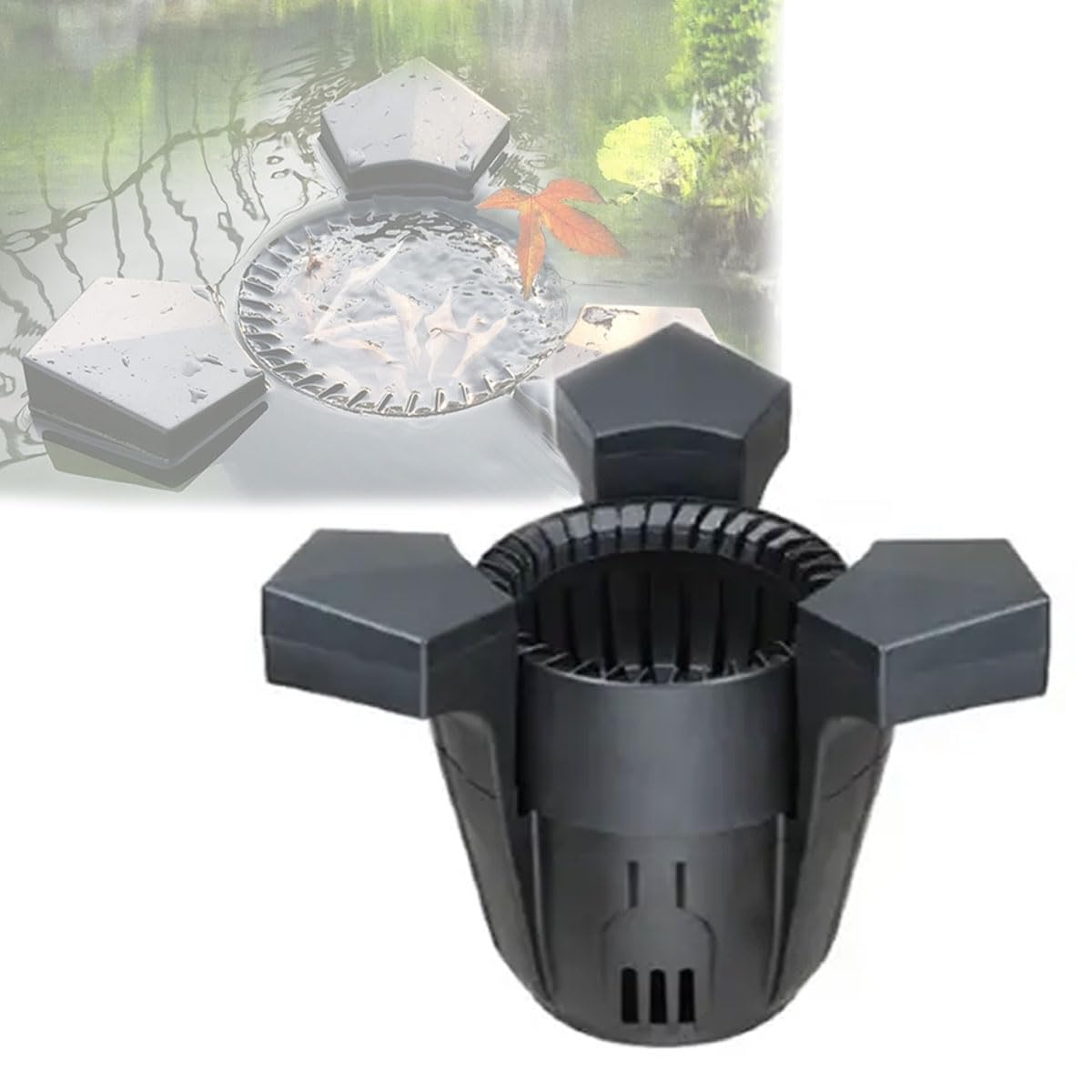 Skimmer galleggiante per laghetto, pulitore automatico per piscine con flusso di 4200 l/h, basso rumore e forte assorbimento, adatta il livello dell'acqua per piscina, giardino, laghetto per pesci