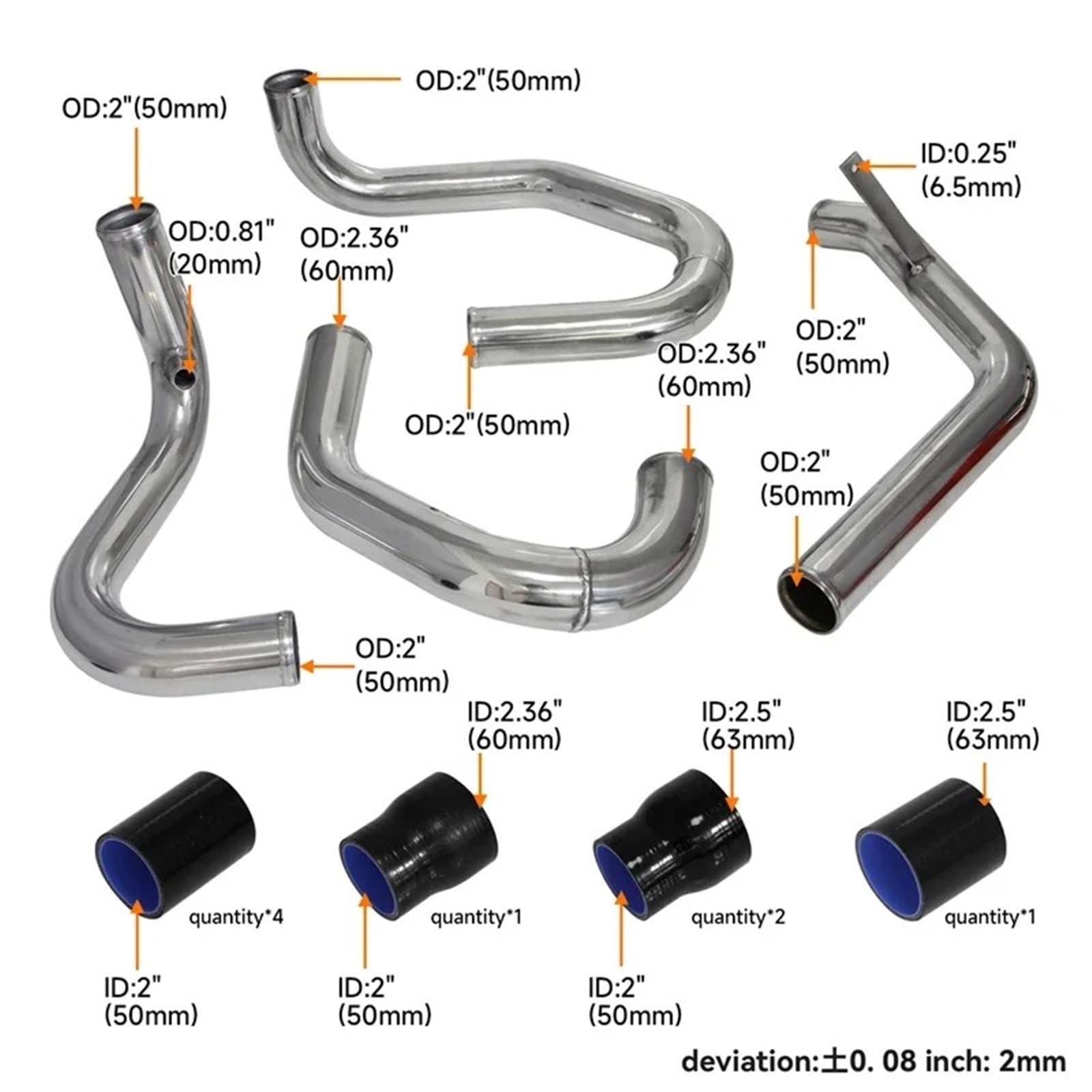 Intercooler Per VW Per Jetta Per Golf MK IV 1.8L Turbo 1998-2005 Aggiornamento In Alluminio Lucido Intercooler Anteriore E Kit Tubi