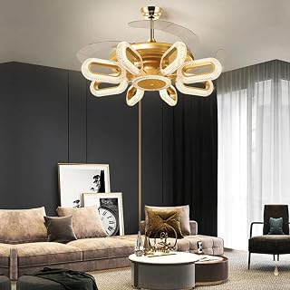 Harold Electricals Crystal Wormhole Chandelier Ceiling Fan with Remote Control, French Gold LED Pendant Light for Living R... Price In India