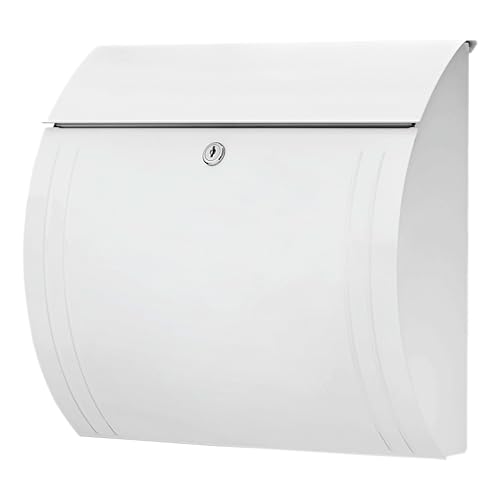 BURG-WÄCHTER, Mailbox with Opening Stop, A4 Insert Format, Galvanized Steel, Modena 857 W, White