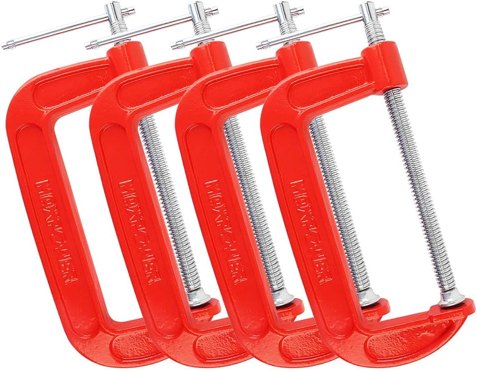 MAXPOWER 4pieces C Clamps Set, 6 Inch C Clamp, Up To 6