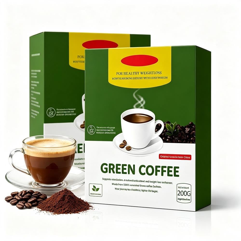 Miscela prebiotica istantanea for il benessere dell'intestino, caffè verde | Caffè energetico equilibrato vegano biologico senza glutine(2pcs)