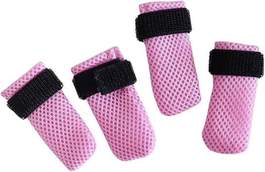 Cat Boots,Dog Boot for Injured Paw,Breathable Mesh Cat Claw Protectors Anti Scratch for Cutting Nails_XLPink