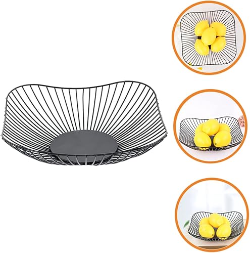 Miniatura 5 de Cesta de frutas de alambre para frutas, cuencos de dulces, cesta decorativa para aperitivos, cestas de almacenamiento de frutas, tazón de pan de