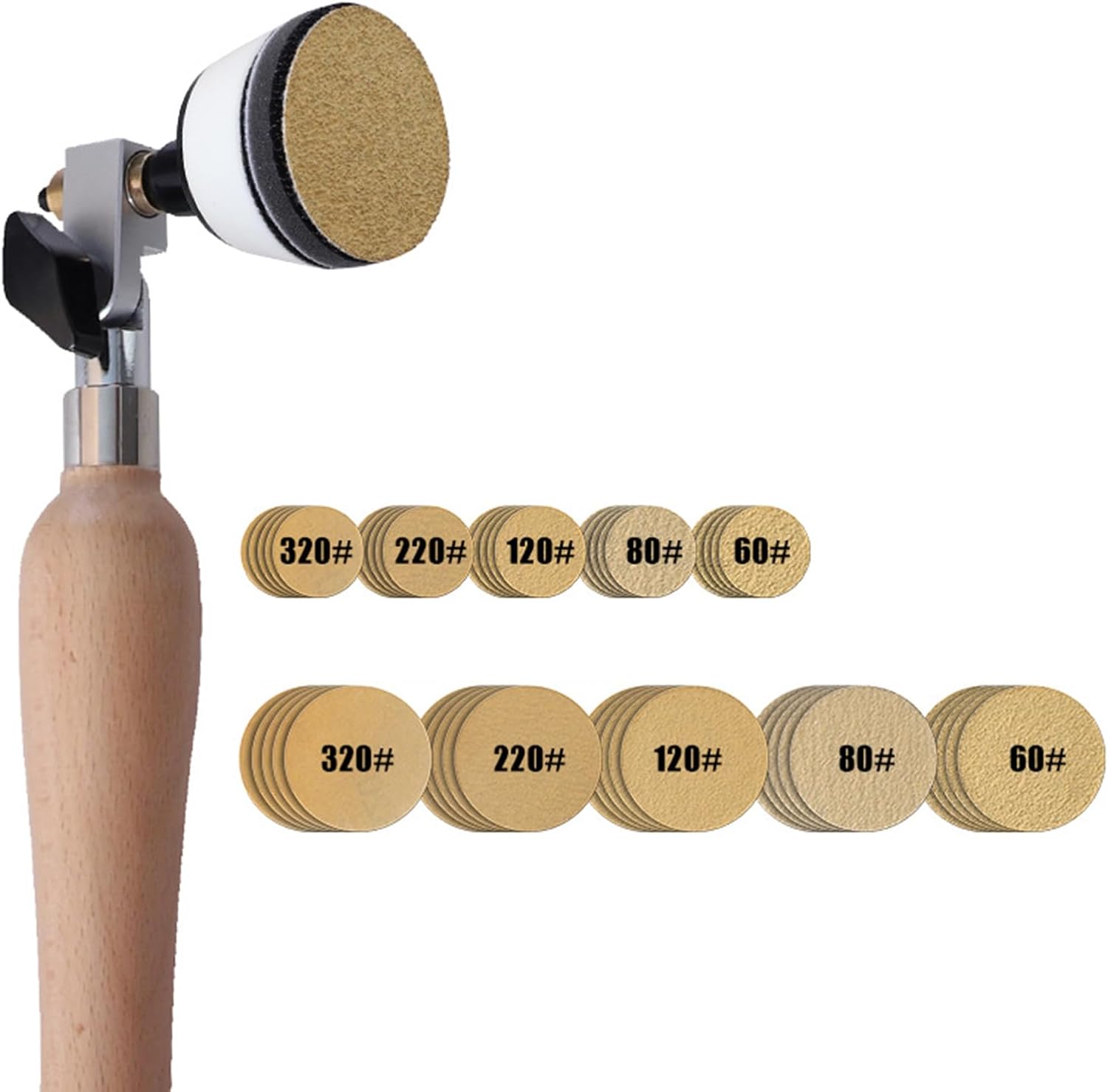 Sanding Tool Craft Sander Wood Sanding Tool 2 Bearing Head Polishing | Sanding Discs 2 Bearing Head, Long Hardwood Handle, Woodworking, Wood Lathe, Bowls, Plates, Curved Surfaces, Flat Surfaces