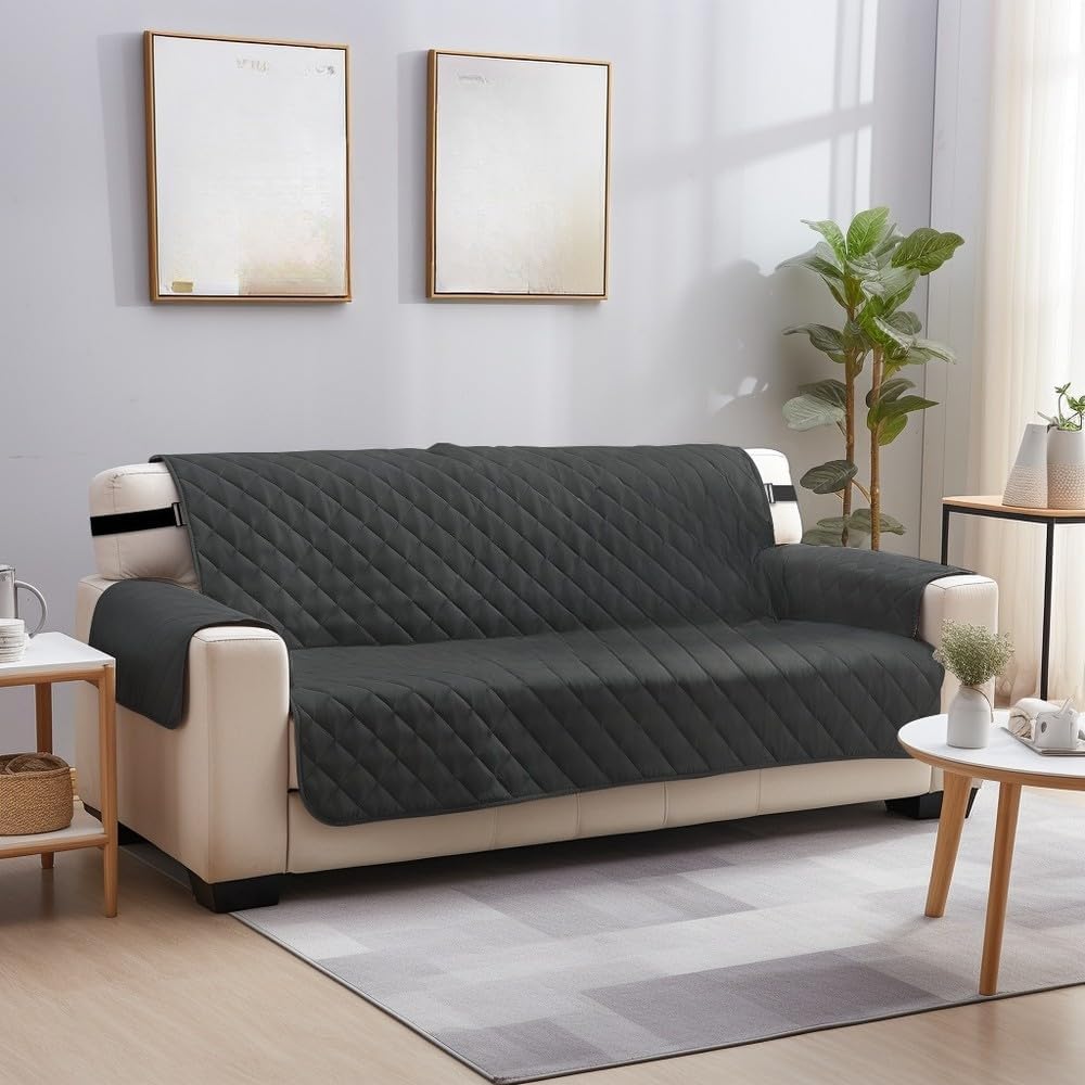 1/2/3/4 Seater Reversible Sofa Cover Sofa Mat Kids Sofa Mat Pet Dog Kids Mat Furniture Protector Slipcovers for Living Room,Gray,Brown,3 and 3 Seater