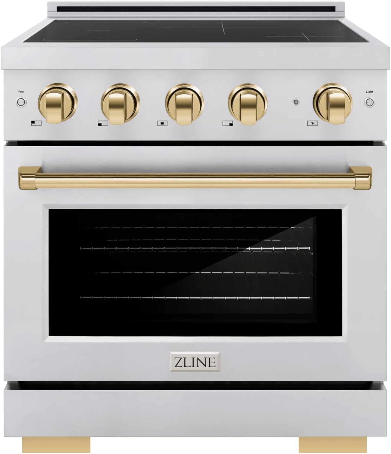 ZLINE Autograph Edition 30 in. 4.2 cu. ft. Paramount Induction Range with 4 Element Cooktop and Electric Convection Oven in Stainless Steel with Polished Gold Accents (SINRZ-30-G)