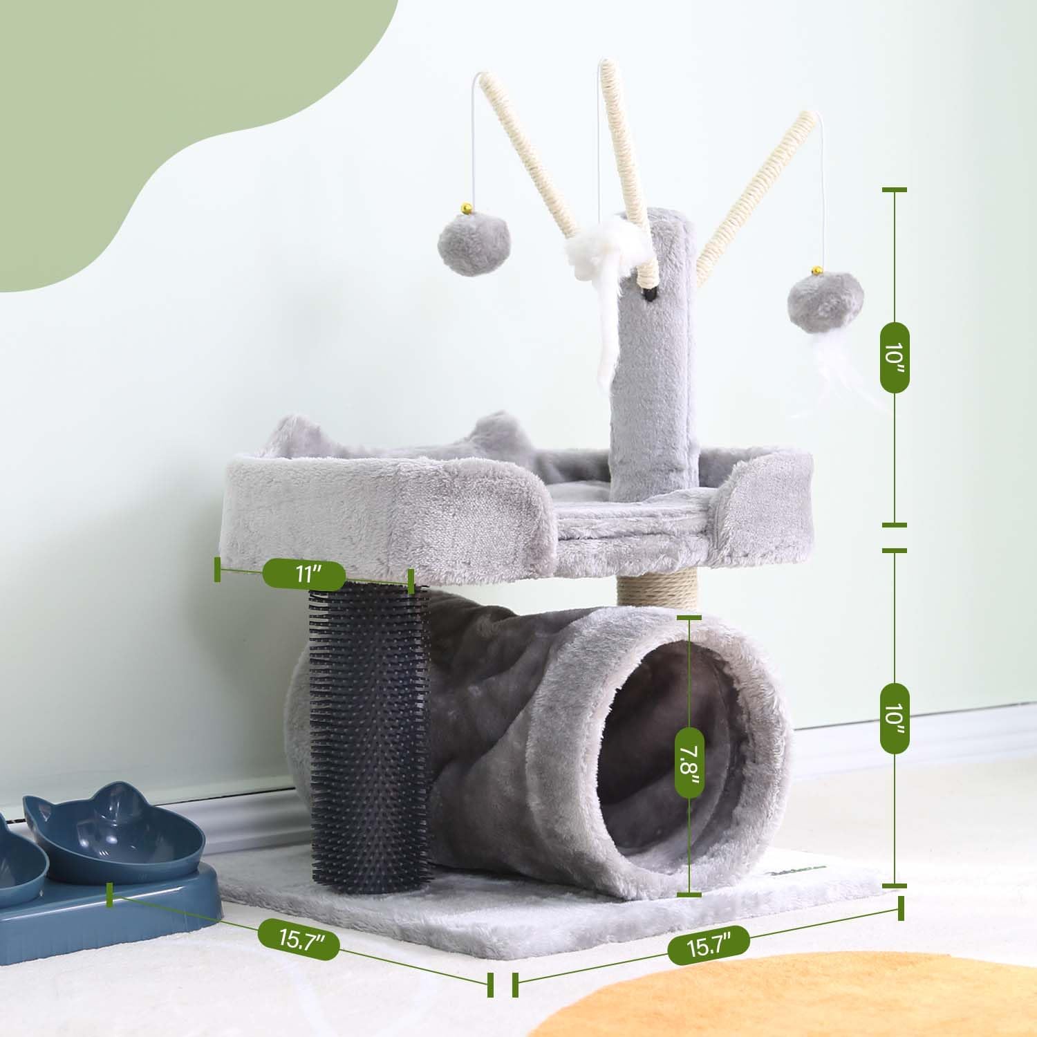 Globlazer Small Cat Tower, 25-inch Cat Tree Small Cat Tower with Scratching Post Specifically Designed Kitten Scratching Post, The First Cat Tree Recommended for Baby Cats, I25, Light Grey