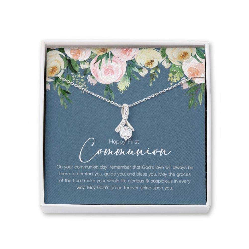 rakva 925 Sterling Silver Goddaughter Necklace, First Holy Communion Pendant, 1st Communion Keepsake For Girl