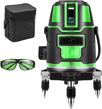Exclusive 5-Line Green Laser Marking Device, 5-Line 6-Point Rotating Laser Line, 4-Way Large Torque Irradiation, Automatic Correction Function, High Brightness, High Precision