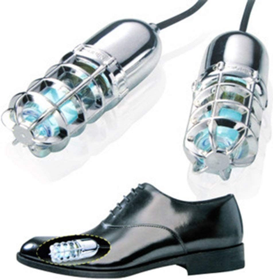 Ultraviolet UV Shoe Sanitizers Ozone Sanitizers Boot Dryer Warmer Deodorizer Lamp for Kills Toenail Fungus Eliminate Odor Bacteria (Silver)