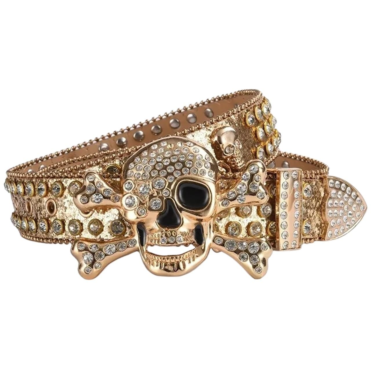 Accessorio da uomo alla moda con strass decorativi hip-hop fibbia for cintura teschio e diamanti stile punk dal continente Per Jeans, Vestiti, Pantaloni