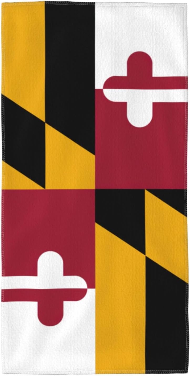 Maryland State Flag Print Hand Towels for Kitchen, Decorative Bathroom Towels Decor Farmhouse Cute for Men Women Gifts