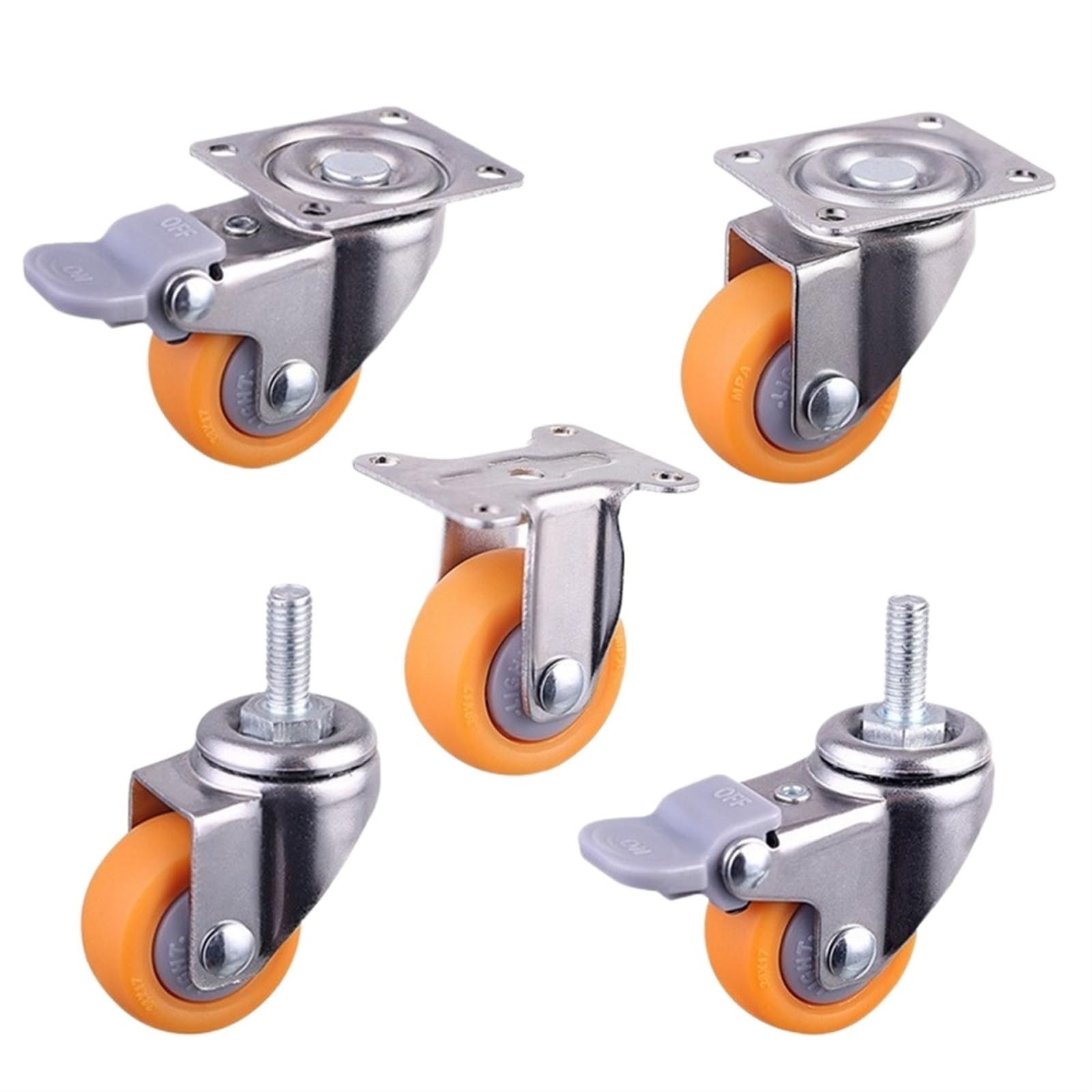 Roulette meuble vis orange petite roue PP AVIMYA 1 pouce 4x