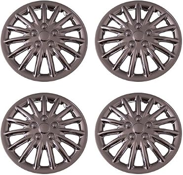 مجموعة من 4 كروم 16 بوصة استبدال Hubcaps ما بعد البيع مع نظام الاحتفاظ بمشبك معدني - رقم الجزء IWC188/16 C