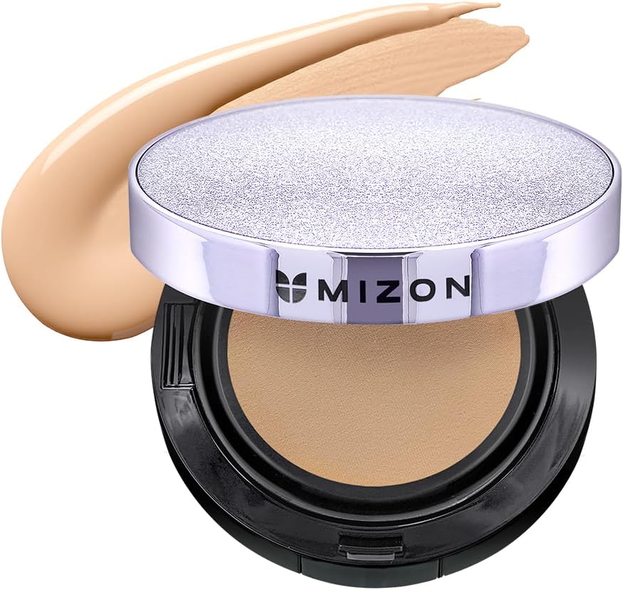 MIZON Vegan Collagen Cushion (15g/ 0.52 oz x 2 ea) Medium coverage compact with SPF38 PA++ Protection Korean Skincare and makeup INCLUDES REFILL (#21 Light Beige)