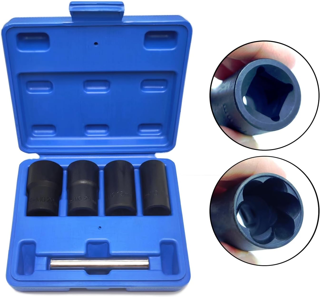 JEUCLEL 5PCS Twist Lug Nut Socket Set 1/2 inch Drive Damaged Nut Lock