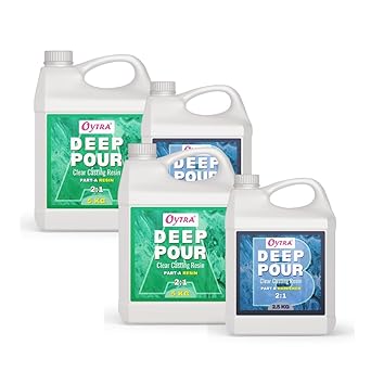 Oytra Resin Deep Pour Casting Liquid Hardener 15 Kgs 2 1 Ratio Art Materials Crystal Clear Craft Perfect for Professional Tabletop Preservation and Large DIY Cast Art Projects