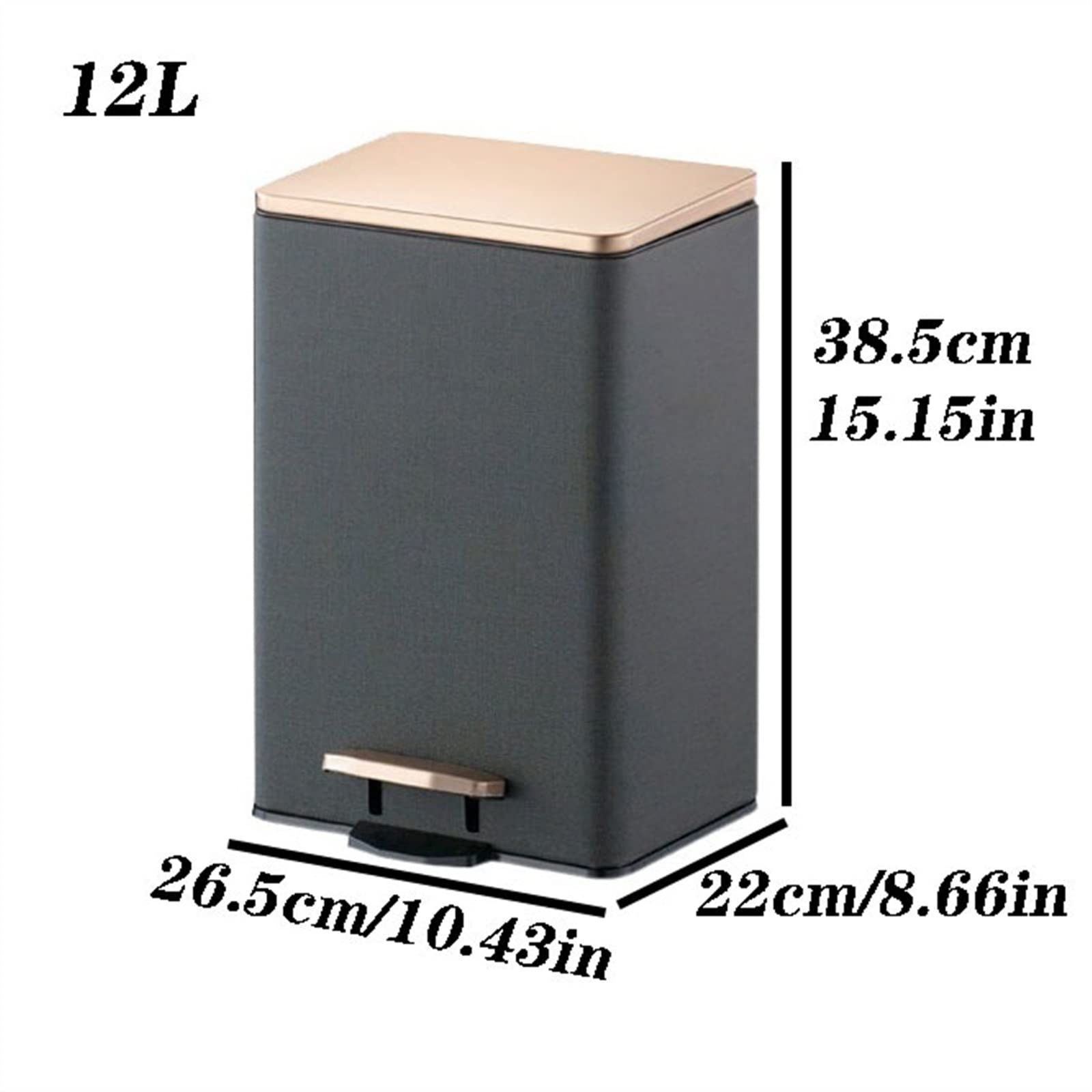 DFEDHF Trash and Recycling Bin 12L/15L/21L Large-Capacity Stainless Steel Foot-Operated Trash Can Large with Lid Garbage Storage Box Suitable for Kitchen Living Room Office Trash Can(Black-12L)
