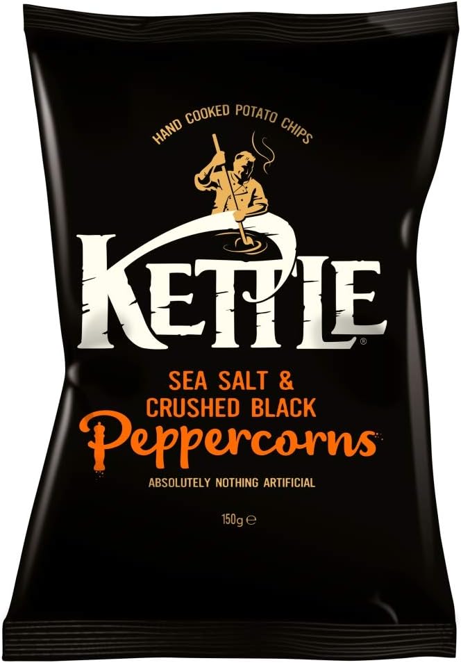 Kettle Chips Sea Salt & Crushed Black Peppercorns, 150g