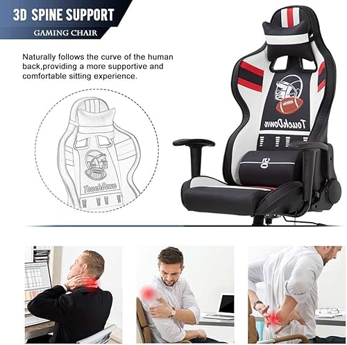 Miniatura 4 de Silla de juego de masaje para adultos, silla de juego económica, silla de escritorio ergonómica con reposacabezas soporte lumbar, sillas de