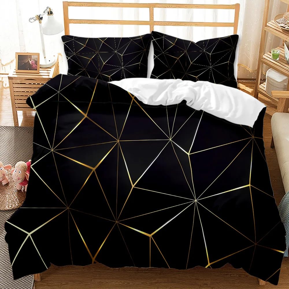 QBIDCSX Bedding Double Bed Set Marble Bedding Double Bed Set - Microfibre Quilt Cover 230x220 cm - Comforter Cover with 2 Pillowcases(Double)
