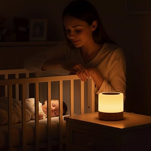Miniatura 7 de Luz nocturna cálida recargable lámpara LED regulable para niños, lámpara de mesita de noche portátil para dormitorio, habitación de bebé, lactancia