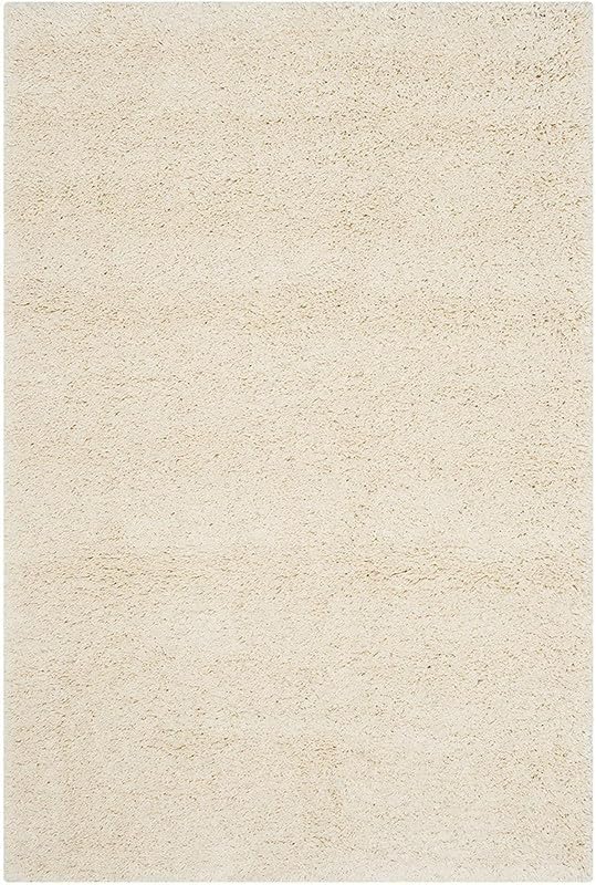 Image of Premium Soft Shaggy Runner Rug for Hallway, Bedroom & Living Room | Modern Geometric Pattern Carpet | Fluffy Bedside Floor Mat | Non-Slip Long Runner for Home Decor [4x6 Feet Ivory]