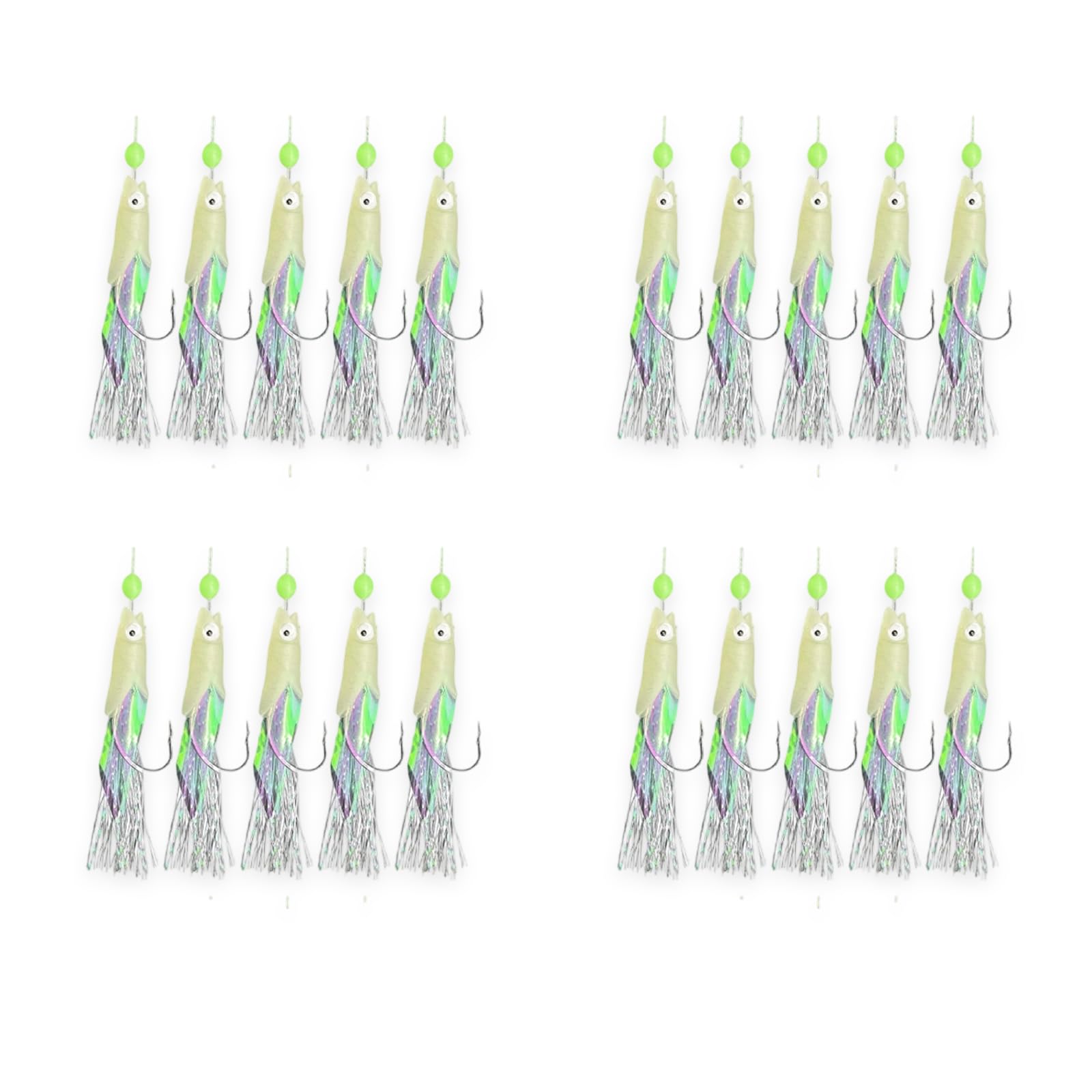 20 PCS Mackerel Feathers, Sturdy and Sharp Fishing Feathers, Glow-in-the-Dark Mackerel Lures, for Mackerels, Pollock, Cod, Herring, Bass Sea Fishing and Freshwater Angling