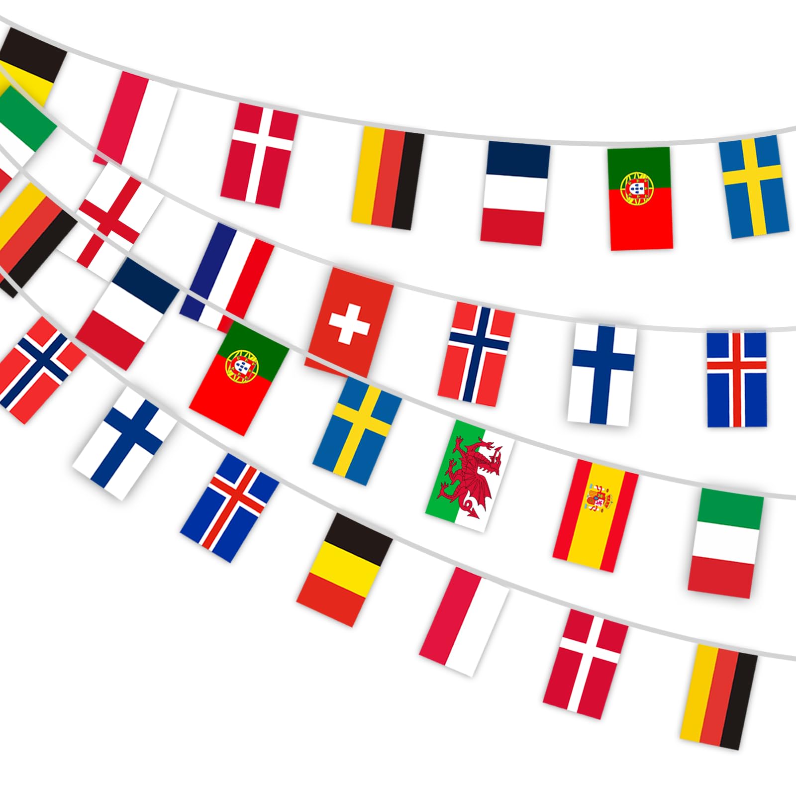 AhfuLife World Flags Bunting for World Cup Party Decorations, Double Sides Fabric Flags Bunting for Euro Rugby Football Bar Club Garden Decor (1 Pcs) โ image 1