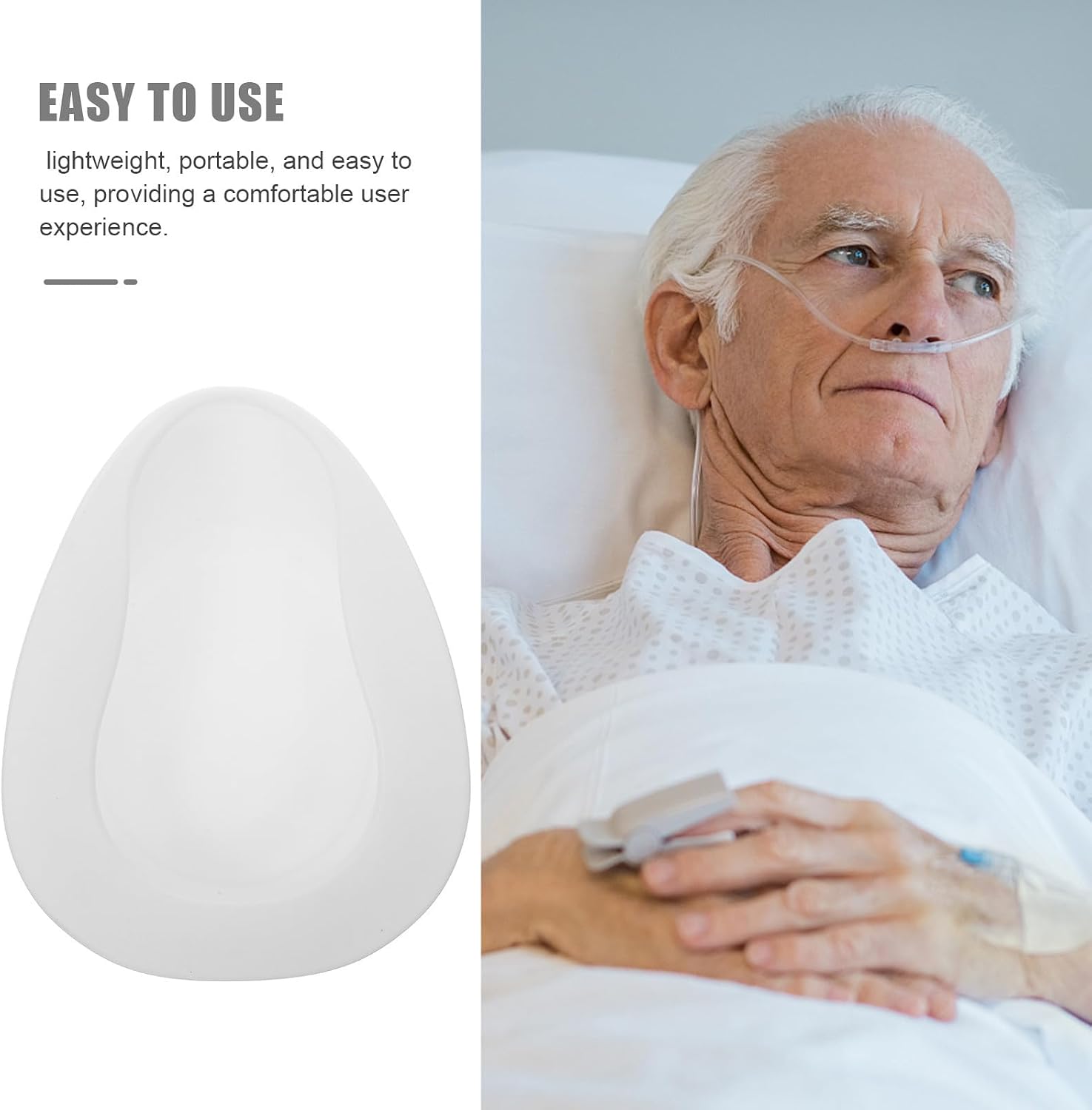 Didiseaon Heavy Duty Bedpan for Elderly Bedridden Patients, Spill-Proof Portable Toilet Urinal for Men and Women, White Bedding Basin for Home Care and Patient Hygiene
