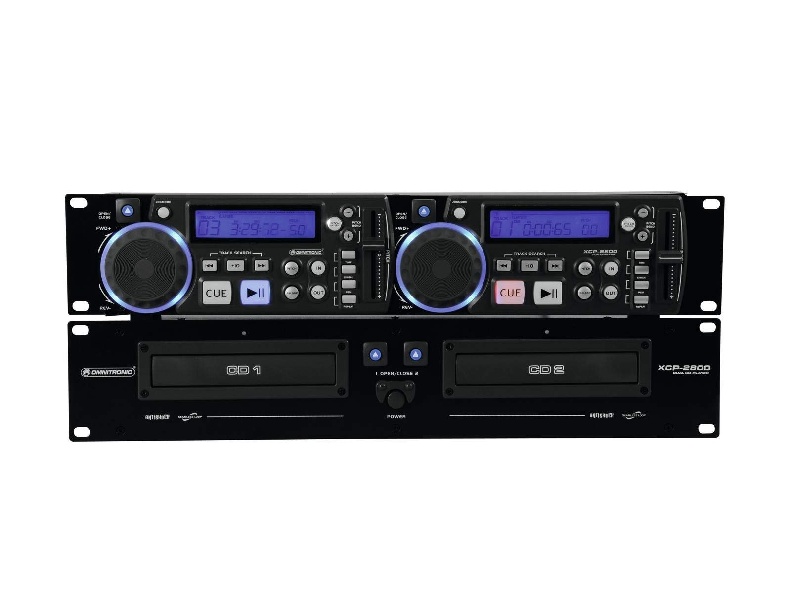 OMNITRONIC XCP-2800 Dual-CD-Player | 2 x 40 Sekunden Anti-Shock-Puffer | Nahtlose Loop/Reloop-Funktion