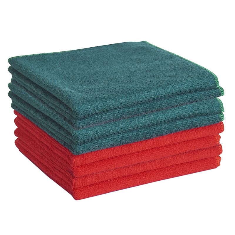 8 Pack Cleaning Cloths Reusable Microfiber Cloth Nanoscale Cleaning Cloth Lint Free Cloth Easy Clean Mixed red Green