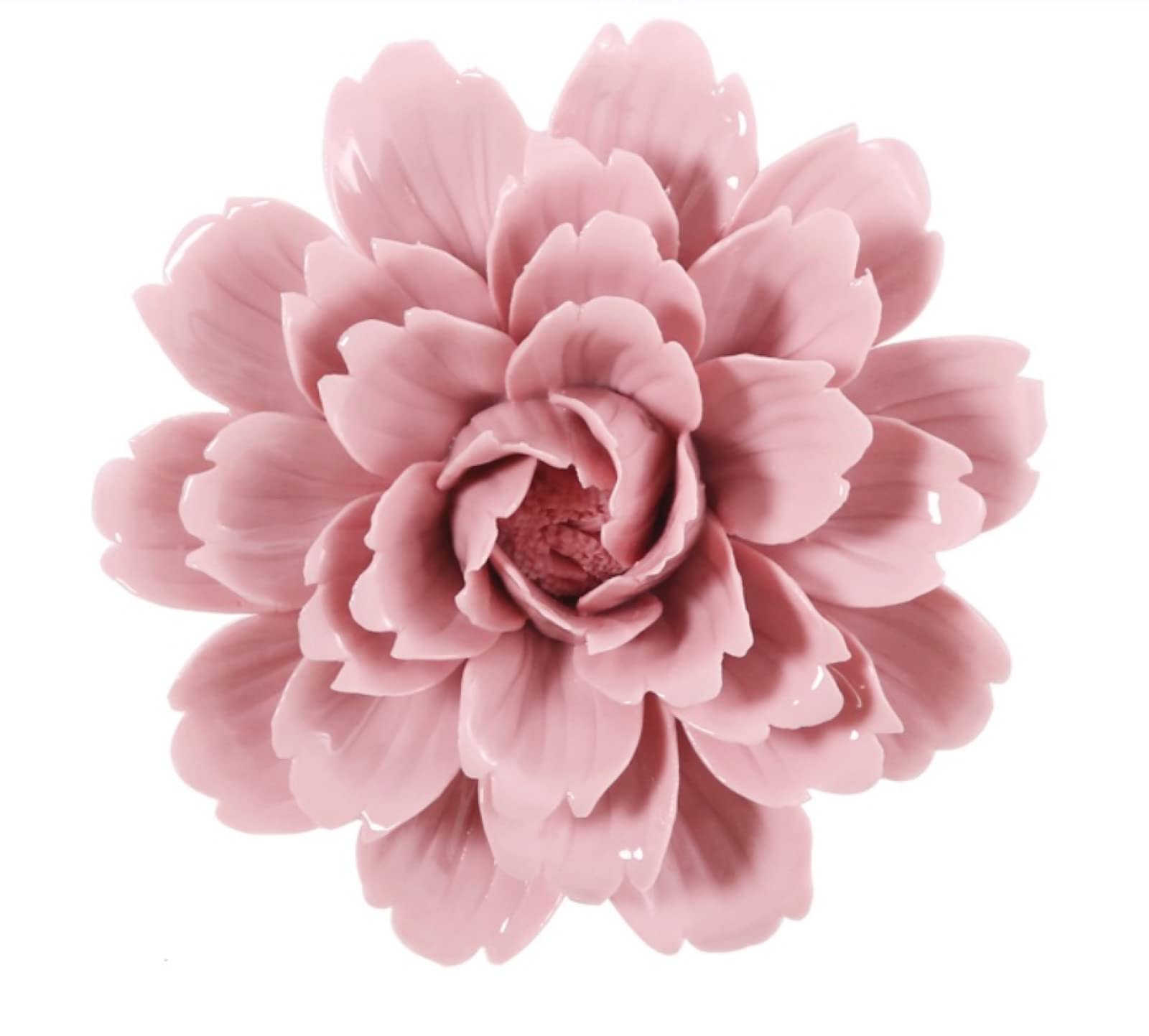 KJOLWHCQ Elegant Ceramic Flower Wall Decor Artificial Sculpture Pink Peony Rose Hibiscus Flower 3D Wall Hanging Arts Home Living Dining Room Decor 7cm(2.7 inch(7cm))