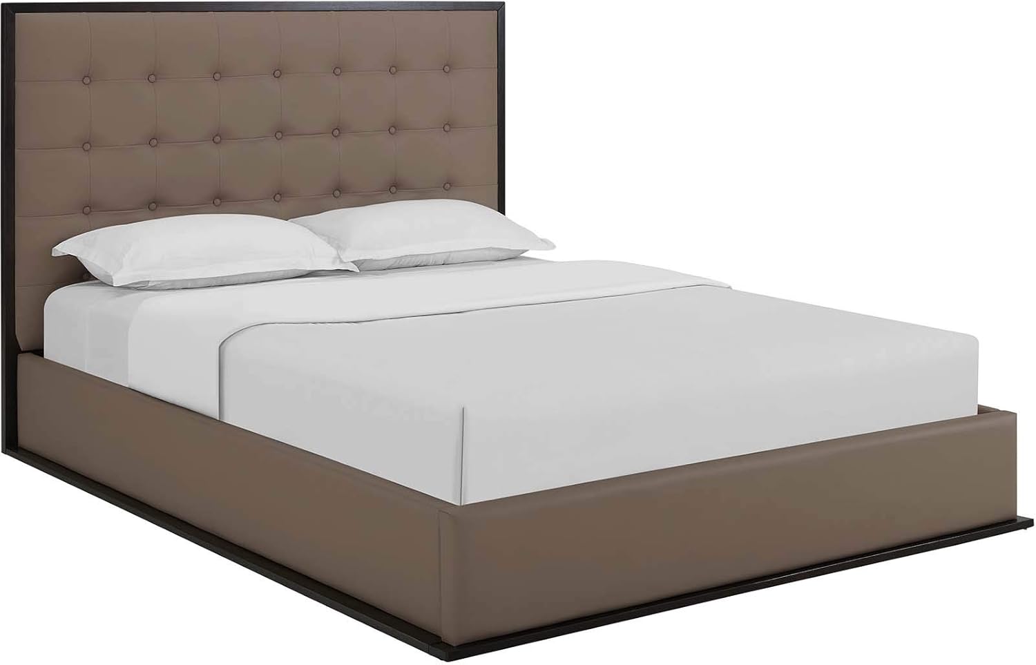 Modway Madeline Queen Vinyl Bed Frame in Cappuccino Brown