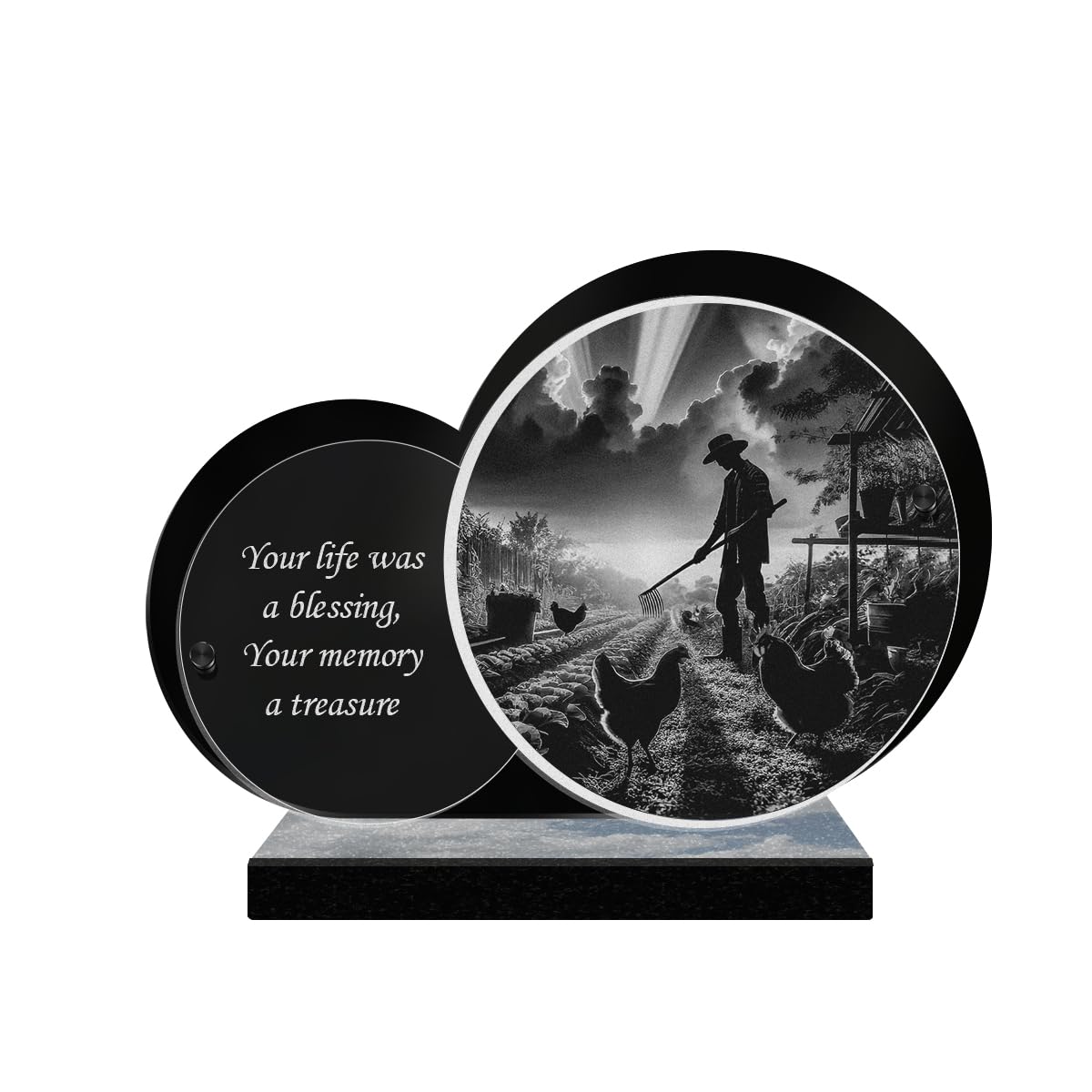 ETERNEL - Personalized Double Circle Memorial Plaque - Vegetable Garden, Garden, Gardening, Farmer - Customizable text, laser-engraved memorial plaque, tribute, tombstone, ceremony, commemoration