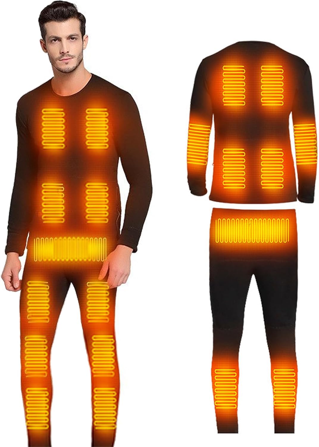 Electric Heated Thermal Underwear Set Men Women Outdoor 20 Zone Heating Bottom Top Pants for Hunting Fishing Cycling