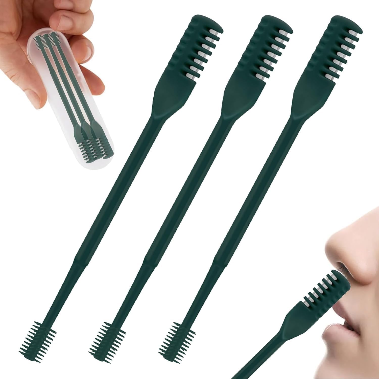 Manual Nose Hair Trimmer Set, 2-in-1 Ear Cleaner, 360° Rotating Clipper with Nostril Tool, 3 Pieces-image-39